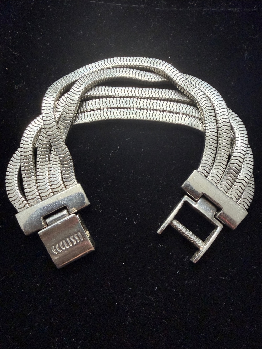 Vintage Ecclissi 925 sterling silver multi strand foxtail chain bracelet
